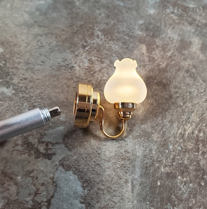 Dollhouse Battery Light Single Tulip Sconce Wand Operated 1:12 Scale Miniature - MiniatureCrush