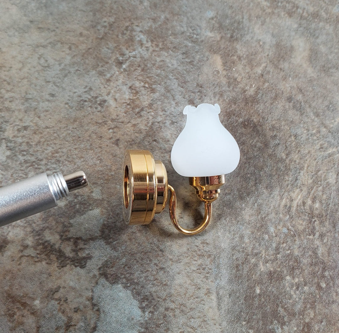 Dollhouse Battery Light Single Tulip Sconce Wand Operated 1:12 Scale Miniature - MiniatureCrush