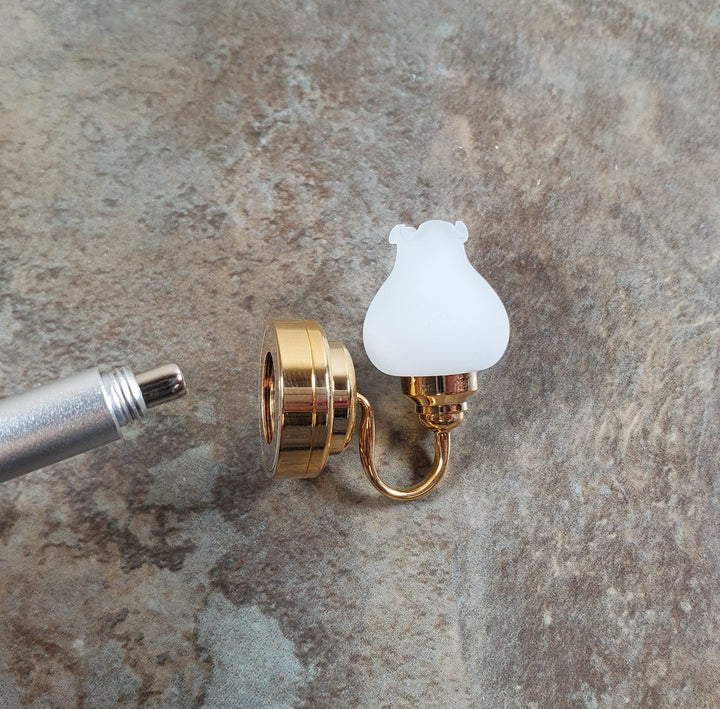 Dollhouse Battery Light Single Tulip Sconce Wand Operated 1:12 Scale Miniature - MiniatureCrush