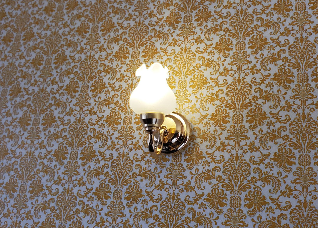 Dollhouse Battery Light Single Tulip Sconce Wand Operated 1:12 Scale Miniature - MiniatureCrush