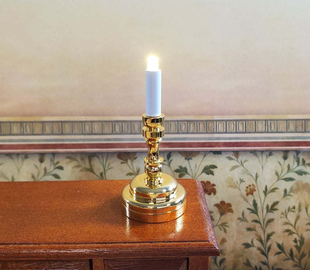 Dollhouse Battery Light with Wand Candle Stick Large 1:12 or 1/6 Scale Lamp - MiniatureCrush