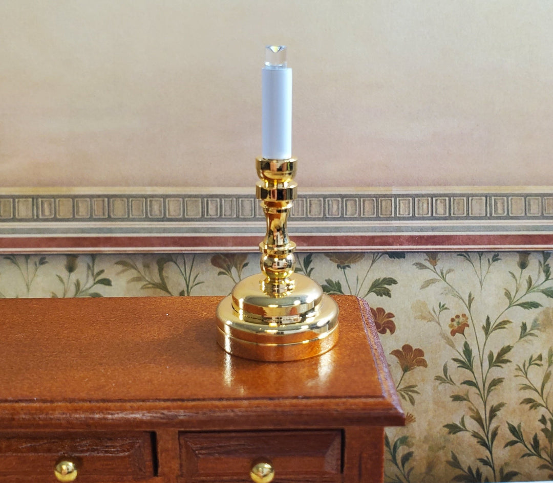 Dollhouse Battery Light with Wand Candle Stick Large 1:12 or 1/6 Scale Lamp - MiniatureCrush