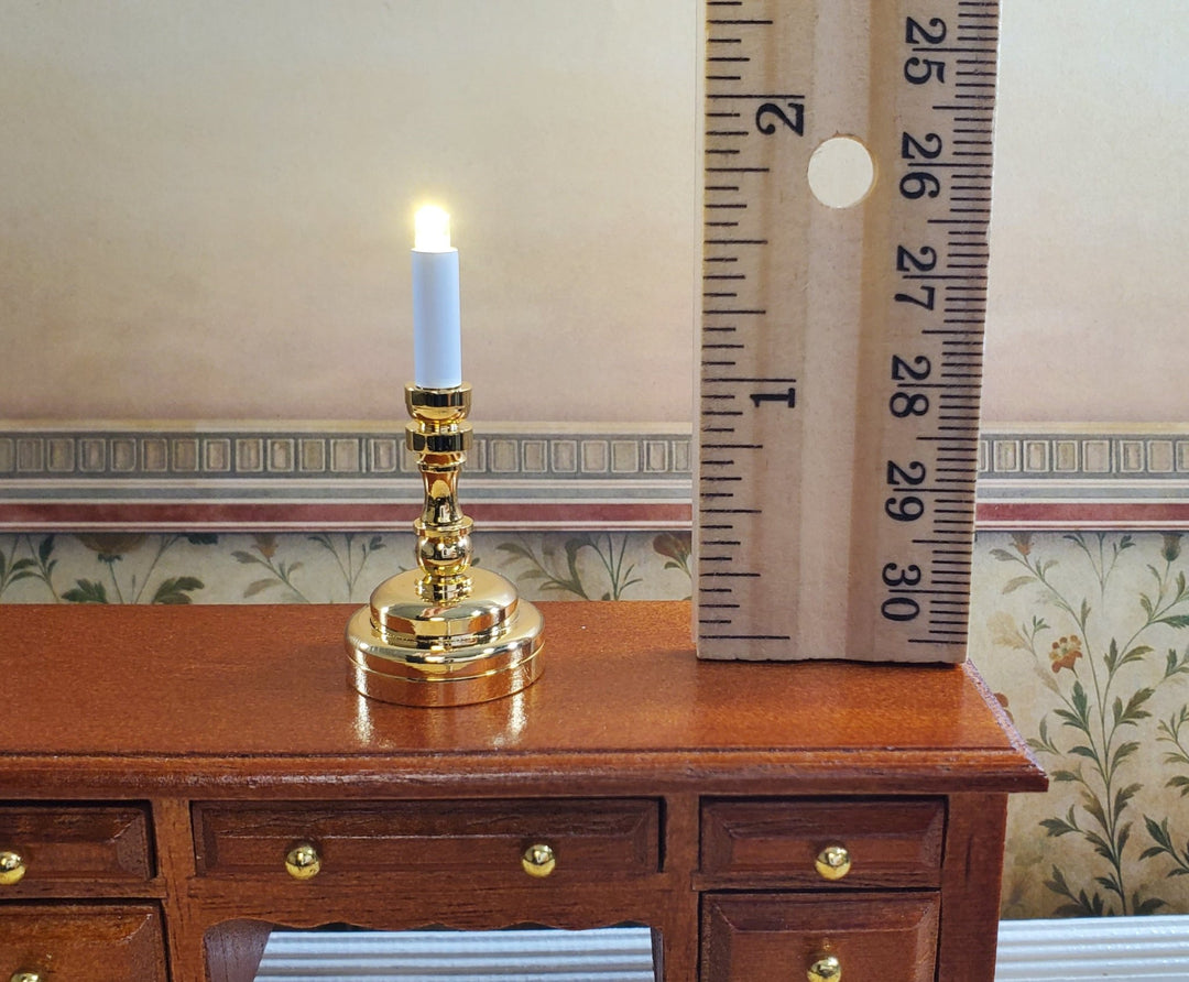 Dollhouse Battery Light with Wand Candle Stick Large 1:12 or 1/6 Scale Lamp - MiniatureCrush