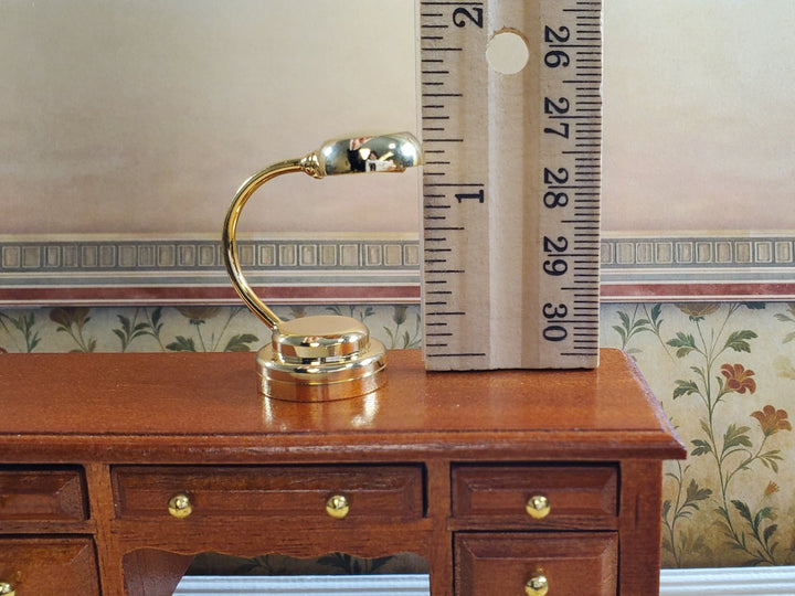 Dollhouse Battery Light with Wand Gold Desk Lamp 1:12 Scale Miniature Light - MiniatureCrush
