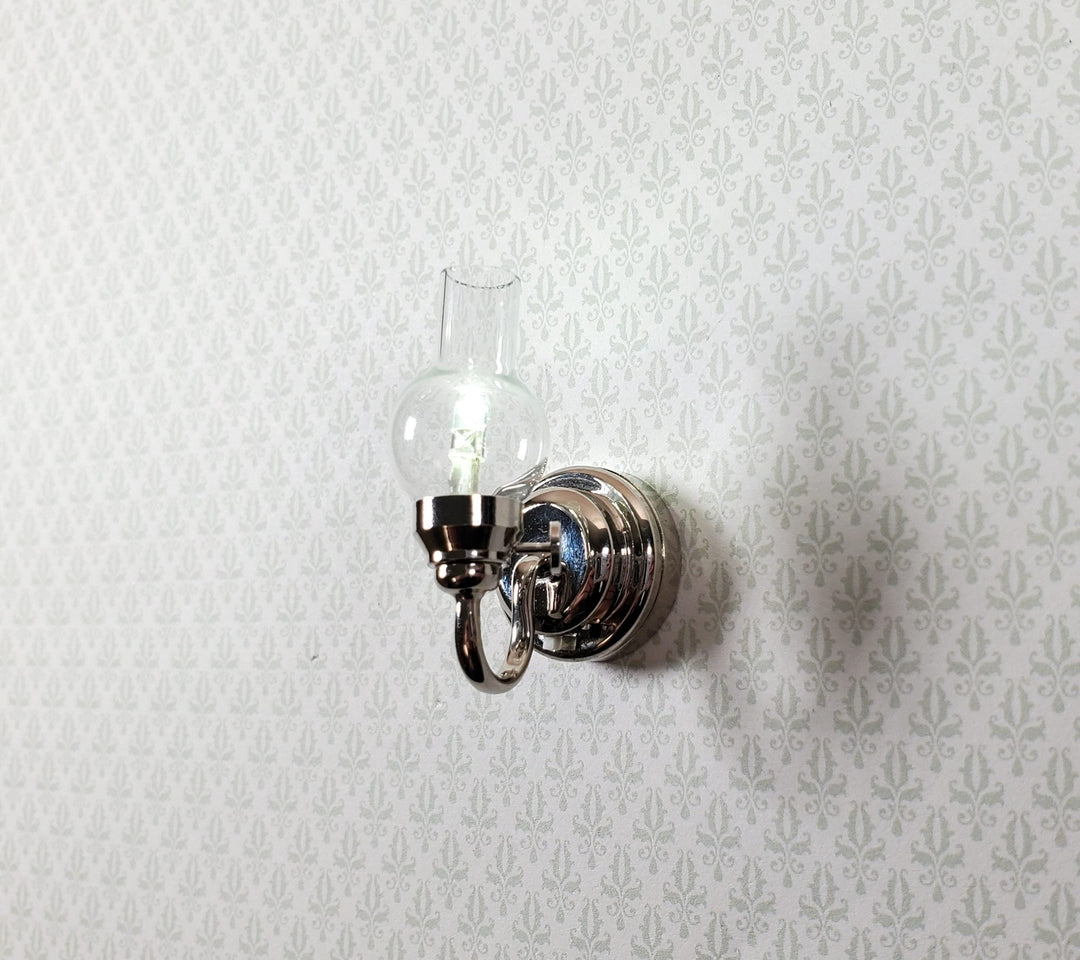 Dollhouse Battery Wall Light Sconce Silver Finish 1:12 Scale Miniature HW2376 - Miniature Crush