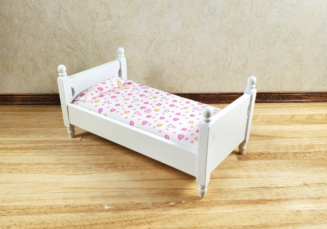 Dollhouse Bed Small Childs Size White 1:12 Scale Miniature Furniture - MiniatureCrush