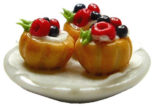 Dollhouse Berry Fruit Tartelettes 1:12 Scale Miniature Dessert Food Kitchen - MiniatureCrush