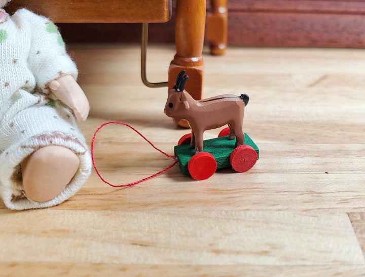 Dollhouse Billy Goat Pull Toy Wood 1:12 Scale Miniature Nursery Decor Handmade - Miniature Crush