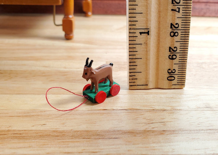 Dollhouse Billy Goat Pull Toy Wood 1:12 Scale Miniature Nursery Decor Handmade - Miniature Crush