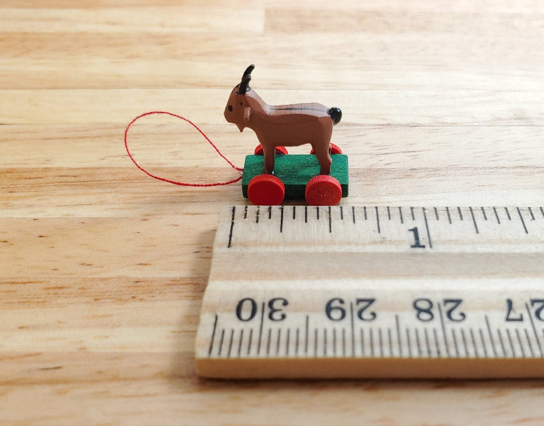 Dollhouse Billy Goat Pull Toy Wood 1:12 Scale Miniature Nursery Decor Handmade - Miniature Crush