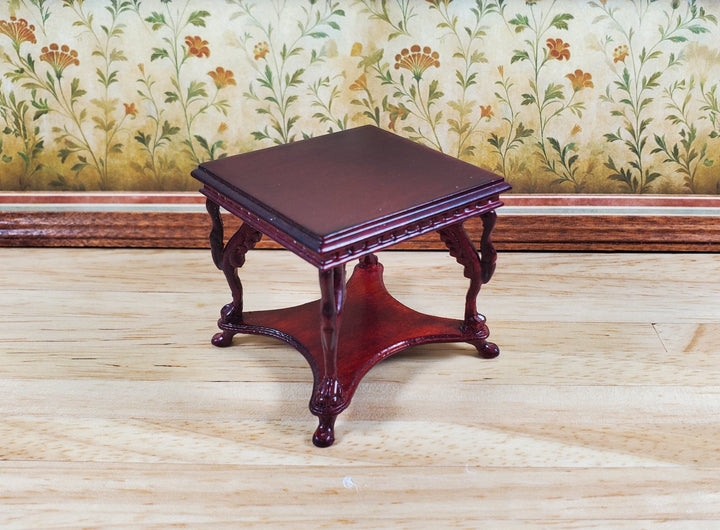 Dollhouse Bird Side Table Vintage Hansson Miniatures 1:12 Scale Mahogany Finish - MiniatureCrush