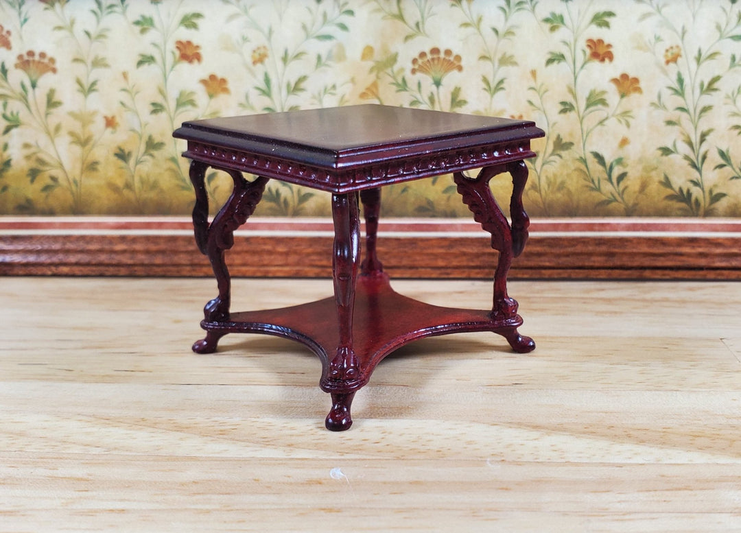 Dollhouse Bird Side Table Vintage Hansson Miniatures 1:12 Scale Mahogany Finish - MiniatureCrush