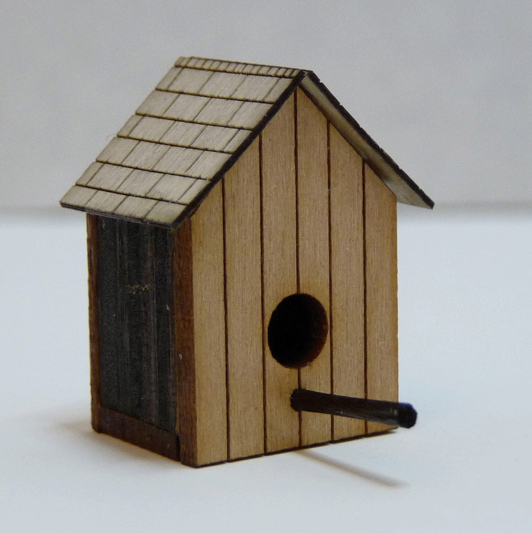 Dollhouse Birdhouse with Shingle Roof with Perch 1:12 Scale Miniature Garden - MiniatureCrush