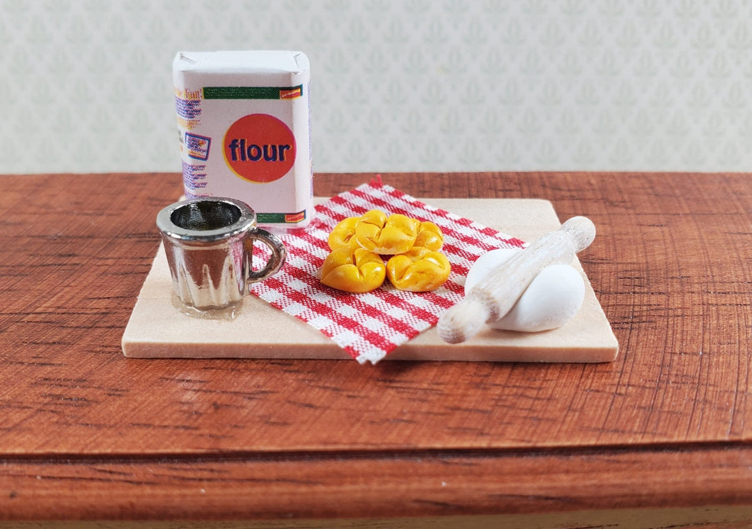 Dollhouse Biscuit Baking Set on Board Rolls 1:12 Scale Miniature Food Kitchen - MiniatureCrush
