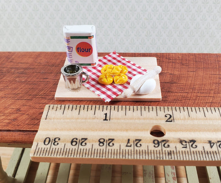 Dollhouse Biscuit Baking Set on Board Rolls 1:12 Scale Miniature Food Kitchen - MiniatureCrush