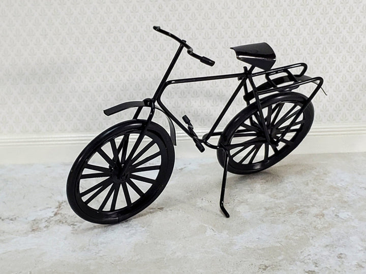 Dollhouse Black Bicycle Metal Adult Bike 1:12 Scale Modern Miniature - Miniature Crush