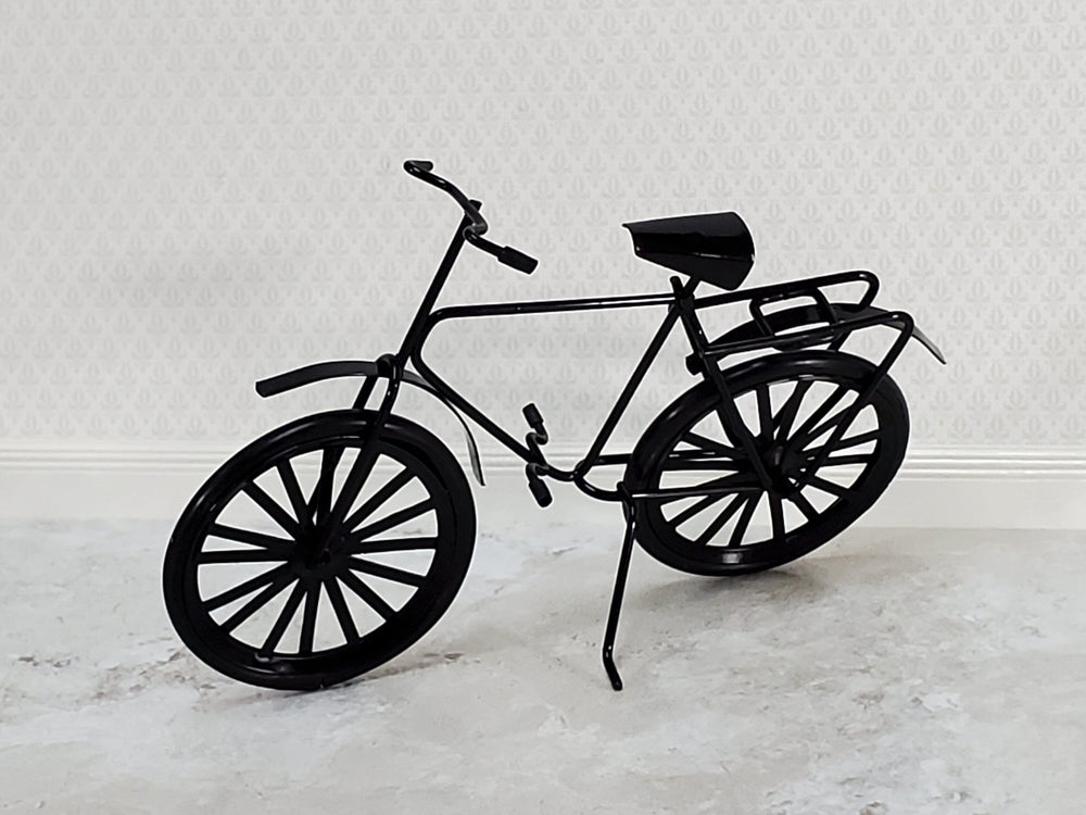 Dollhouse Black Bicycle Metal Adult Bike 1:12 Scale Modern Miniature - Miniature Crush