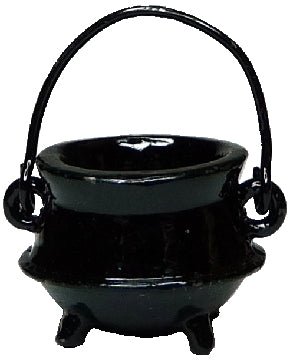 Dollhouse Black Cauldron Pot or Kettle Metal with Handle 1:12 Scale Miniature - MiniatureCrush
