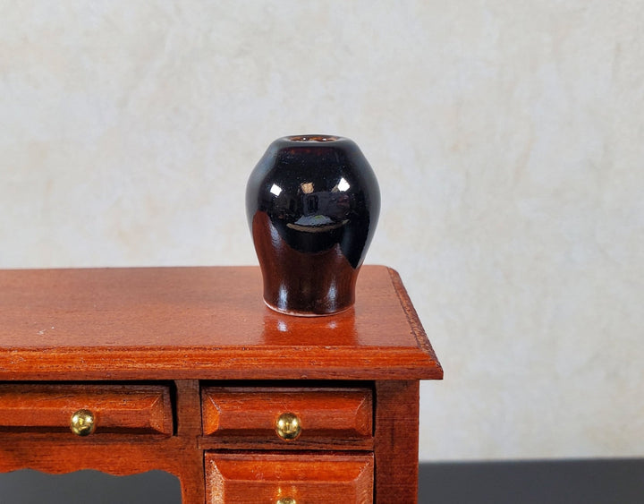 Dollhouse Black Ceramic Vase 1:12 Scale Miniature - MiniatureCrush