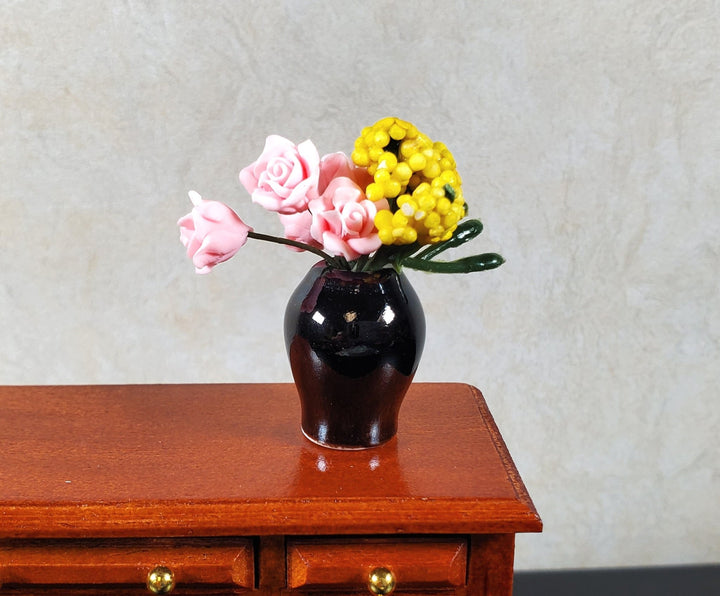Dollhouse Black Ceramic Vase 1:12 Scale Miniature - MiniatureCrush