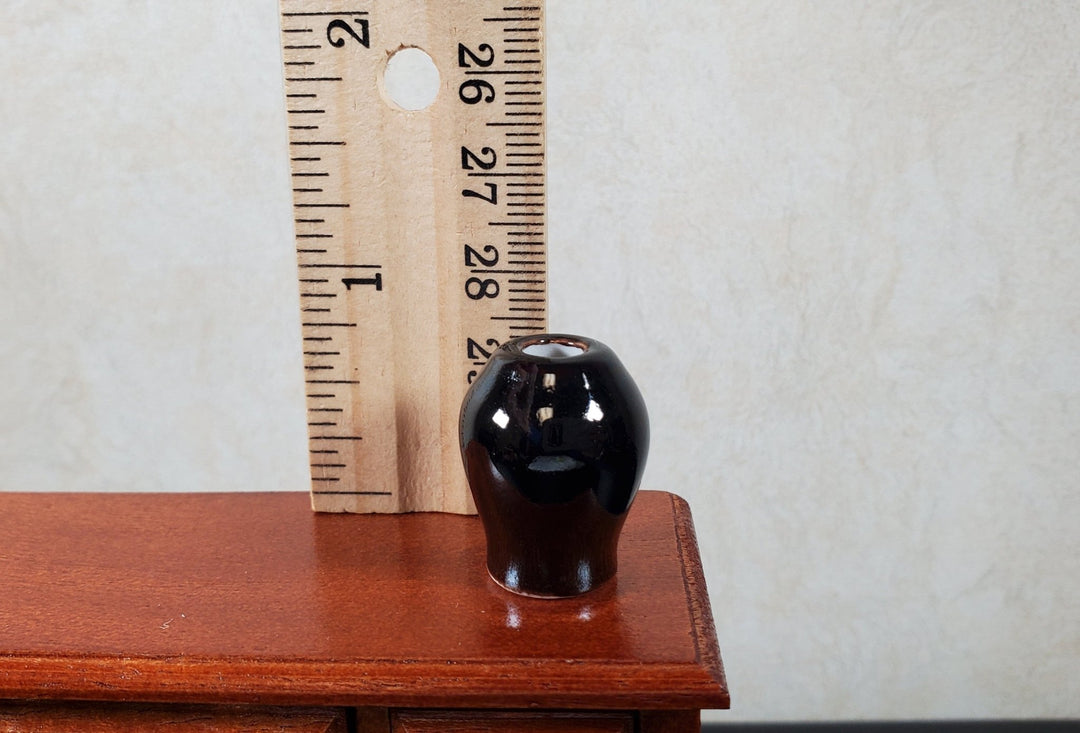 Dollhouse Black Ceramic Vase 1:12 Scale Miniature - MiniatureCrush