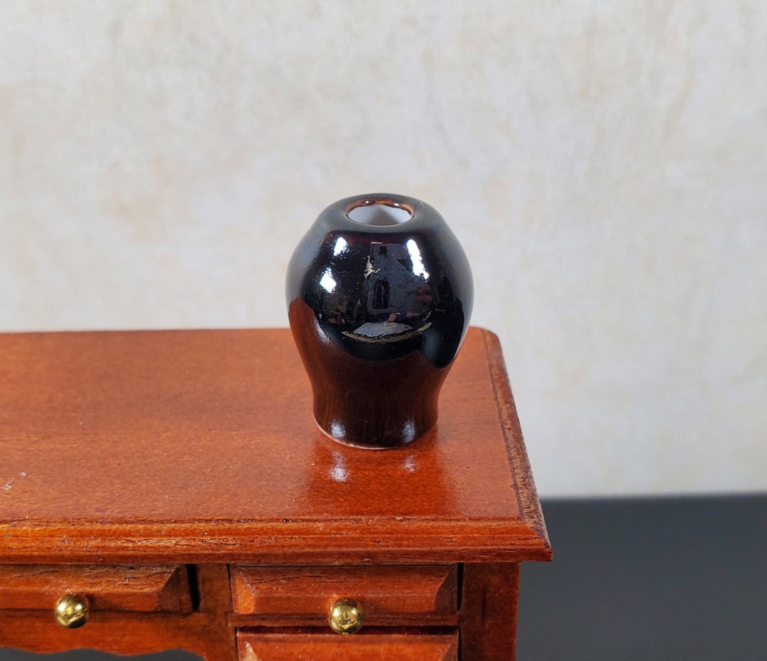 Dollhouse Black Ceramic Vase 1:12 Scale Miniature - MiniatureCrush