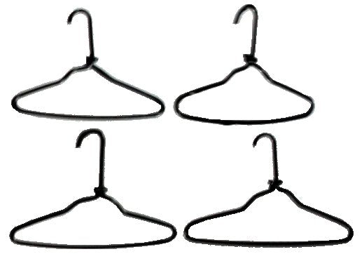 Dollhouse Black Clothes Hangers Set of 4 1:12 Scale Miniature Accessory - MiniatureCrush
