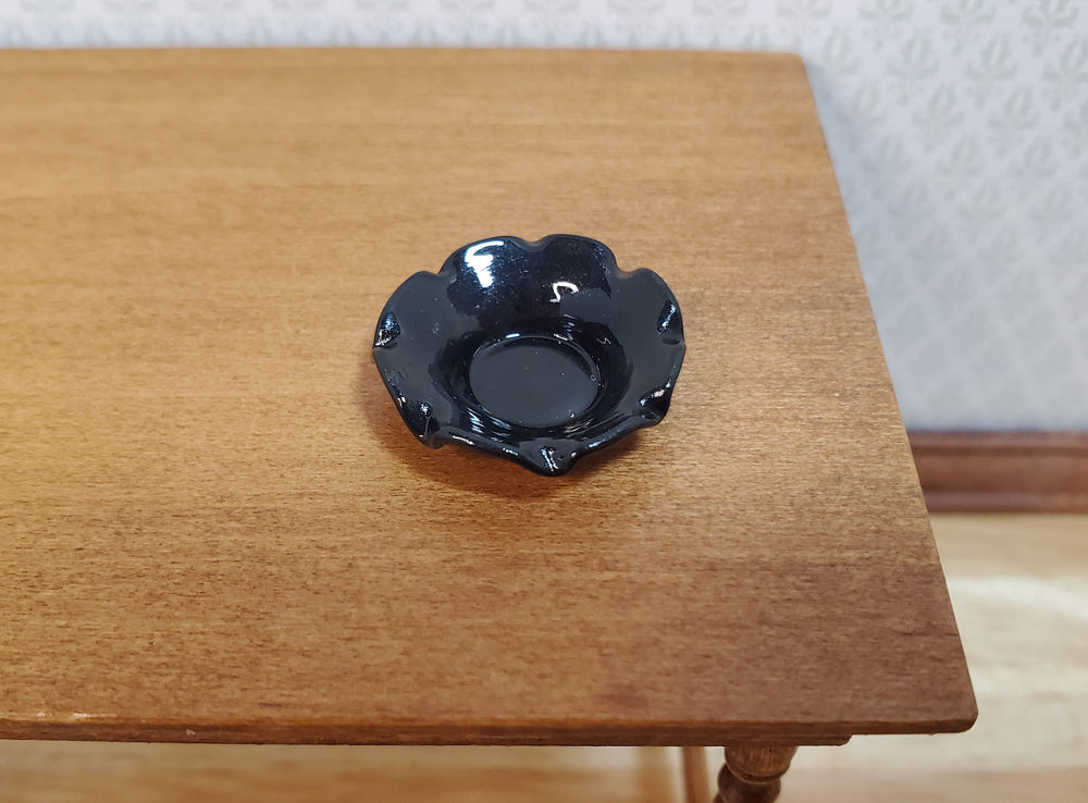 Dollhouse Black Decorative Bowl Curvy Sides 1:12 Scale Miniature - MiniatureCrush