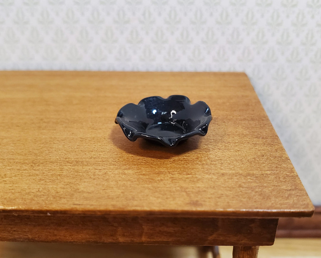 Dollhouse Black Decorative Bowl Curvy Sides 1:12 Scale Miniature - MiniatureCrush