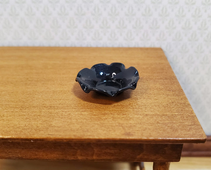 Dollhouse Black Decorative Bowl Curvy Sides 1:12 Scale Miniature - MiniatureCrush