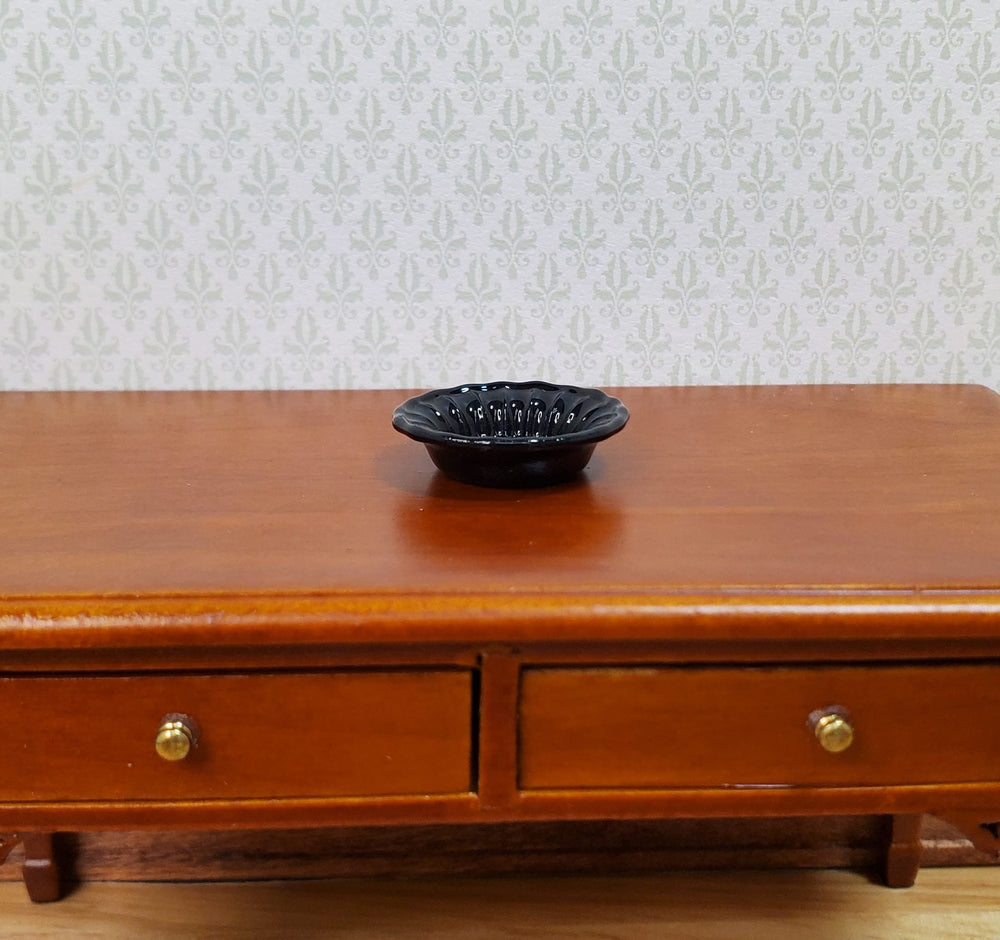 Dollhouse Black Decorative Bowl Painted Glass 1:12 Scale Miniature - MiniatureCrush