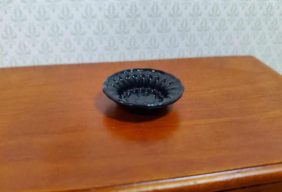 Dollhouse Black Decorative Bowl Painted Glass 1:12 Scale Miniature - MiniatureCrush
