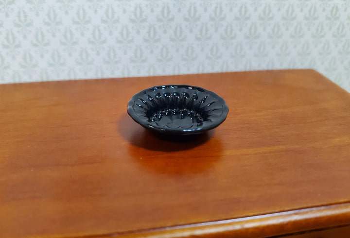 Dollhouse Black Decorative Bowl Painted Glass 1:12 Scale Miniature - MiniatureCrush