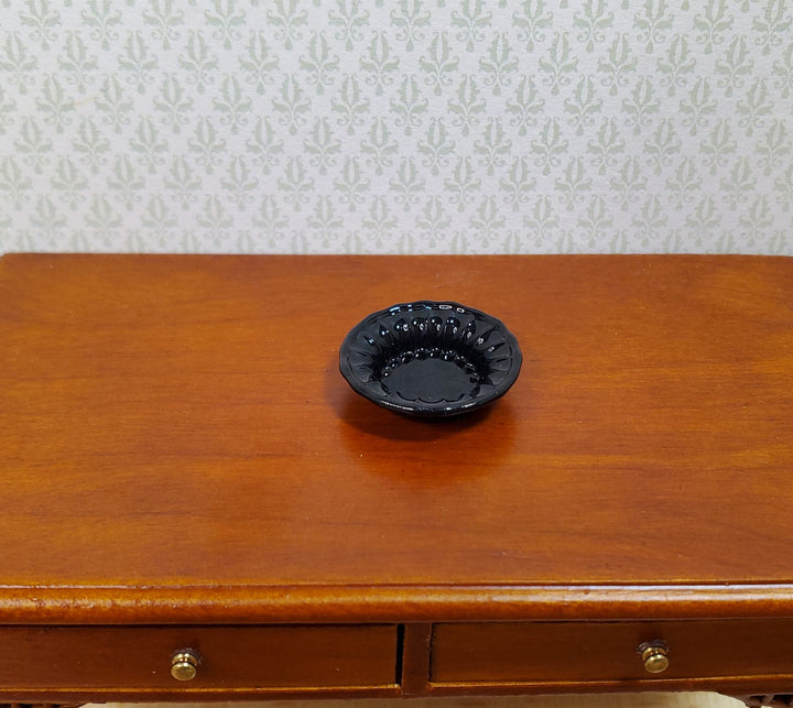 Dollhouse Black Decorative Bowl Painted Glass 1:12 Scale Miniature - MiniatureCrush