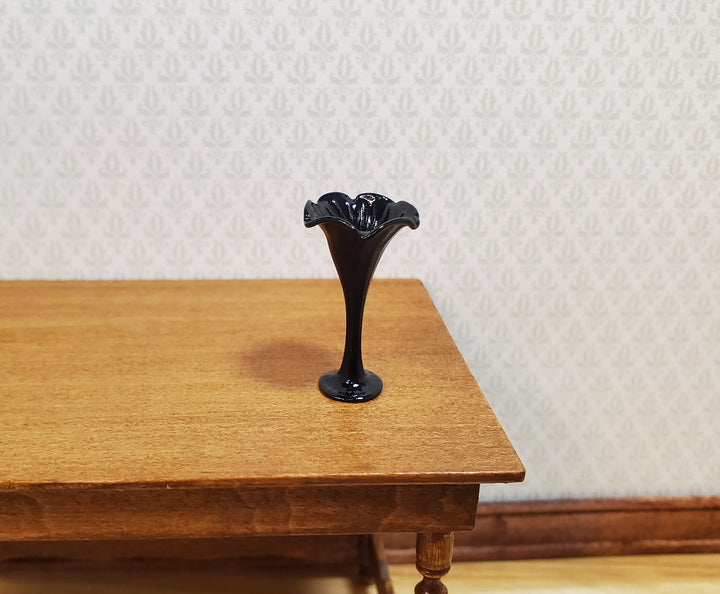 Dollhouse Black Floral Vase Tall Slim 1:12 Scale Miniature Decoration - MiniatureCrush