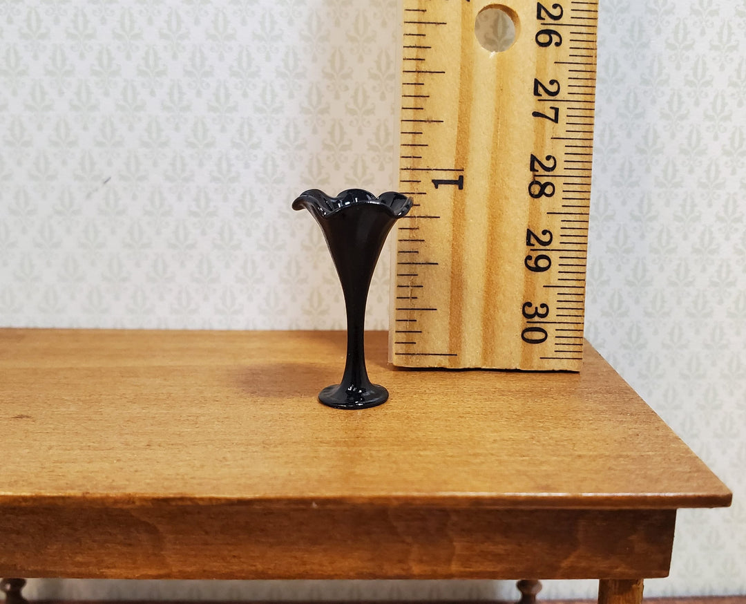 Dollhouse Black Floral Vase Tall Slim 1:12 Scale Miniature Decoration - MiniatureCrush