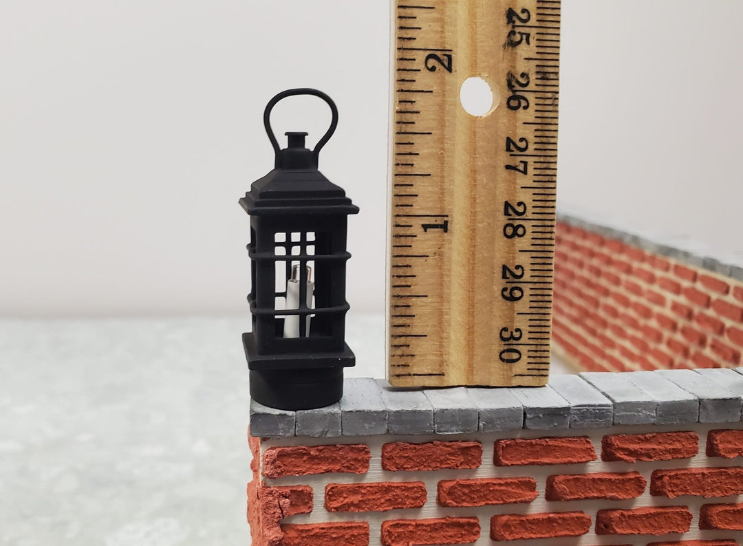 Dollhouse Black Lantern Lamp Wand Light Battery 1:12 Scale Metal Miniature - MiniatureCrush