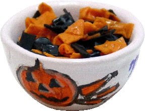Dollhouse Black & Orange Nacho Chips in a Bowl 1:12 Scale Miniature Food Kitchen - MiniatureCrush