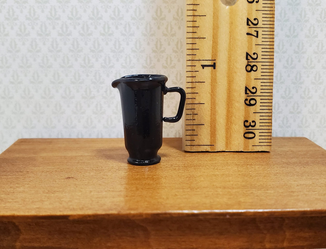 Dollhouse Black Pitcher with Handle 1:12 Scale Miniature Kitchen Halloween Decor - MiniatureCrush
