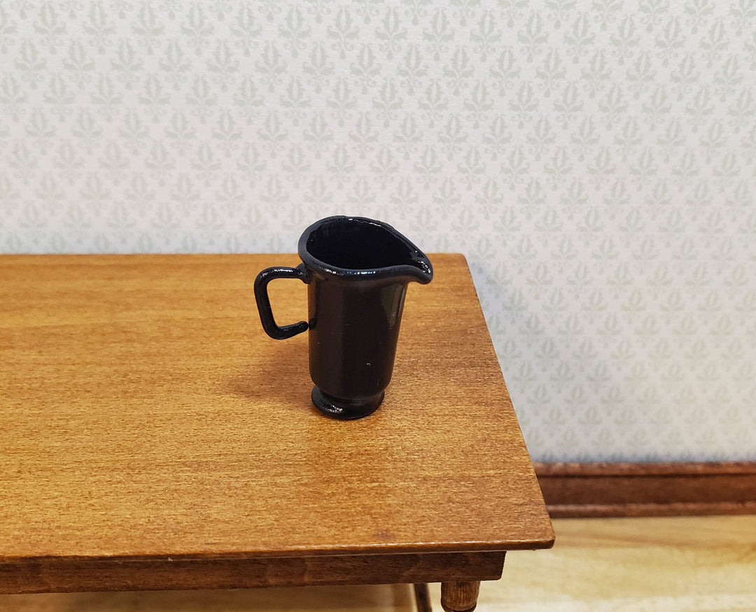 Dollhouse Black Pitcher with Handle 1:12 Scale Miniature Kitchen Halloween Decor - MiniatureCrush