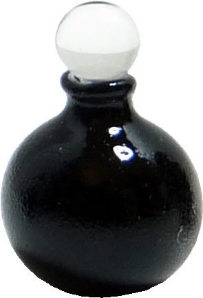 Dollhouse Black Small Round Bottom Jar with Fancy Stopper 1:12 Scale Miniature - MiniatureCrush