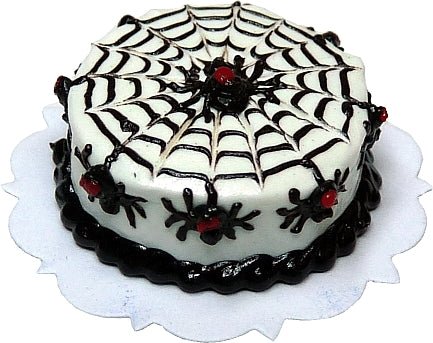 Dollhouse Black Widow Spider Web Cake 1:12 Scale Miniature Dessert Food - MiniatureCrush