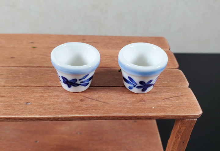 Dollhouse Blue and White Ceramic Pots Set of 2 1:12 Scale Miniature - MiniatureCrush