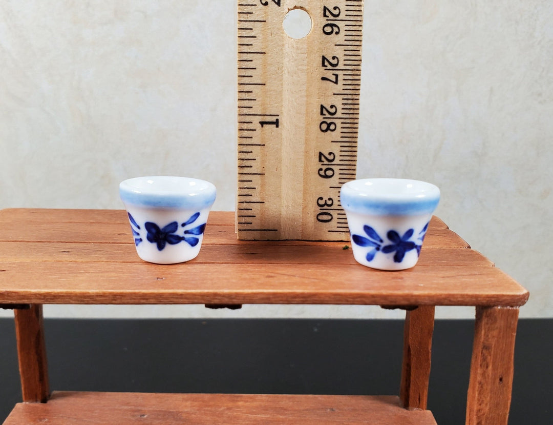 Dollhouse Blue and White Ceramic Pots Set of 2 1:12 Scale Miniature - MiniatureCrush