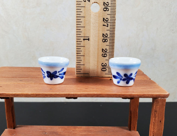Dollhouse Blue and White Ceramic Pots Set of 2 1:12 Scale Miniature - MiniatureCrush