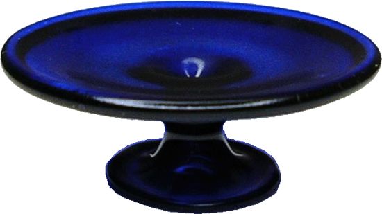 Dollhouse Blue Glass Cake Plate Large 1:12 Scale Miniature Kitchen - MiniatureCrush