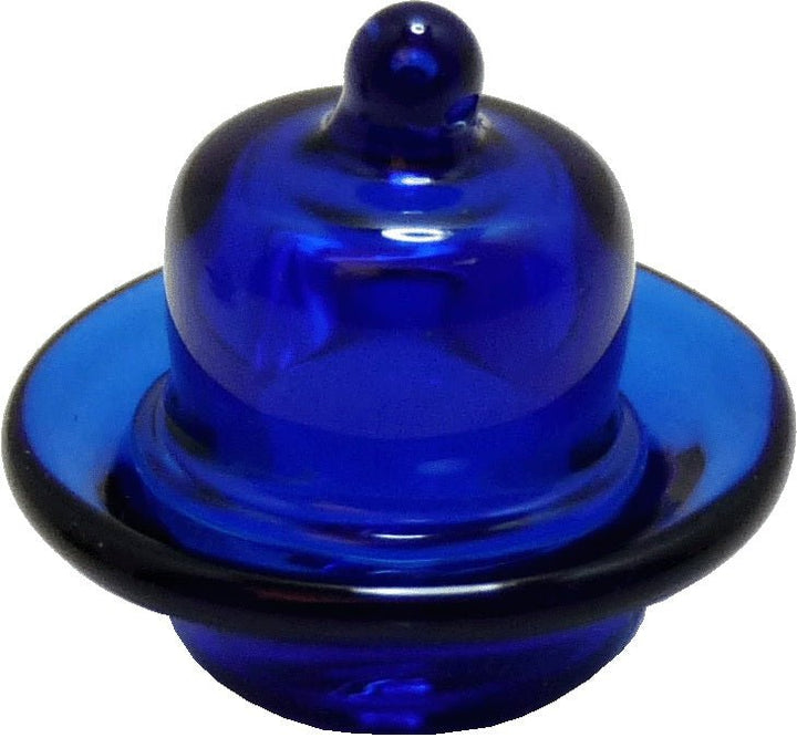 Dollhouse Blue Glass Dish with Lid 1:12 Scale Miniature Kitchen Dining Decor - MiniatureCrush
