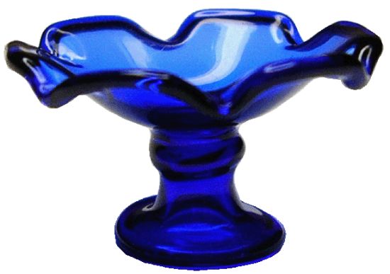 Dollhouse Blue Glass Fluted Pedestal Bowl 1:12 Scale Miniature Kitchen - MiniatureCrush