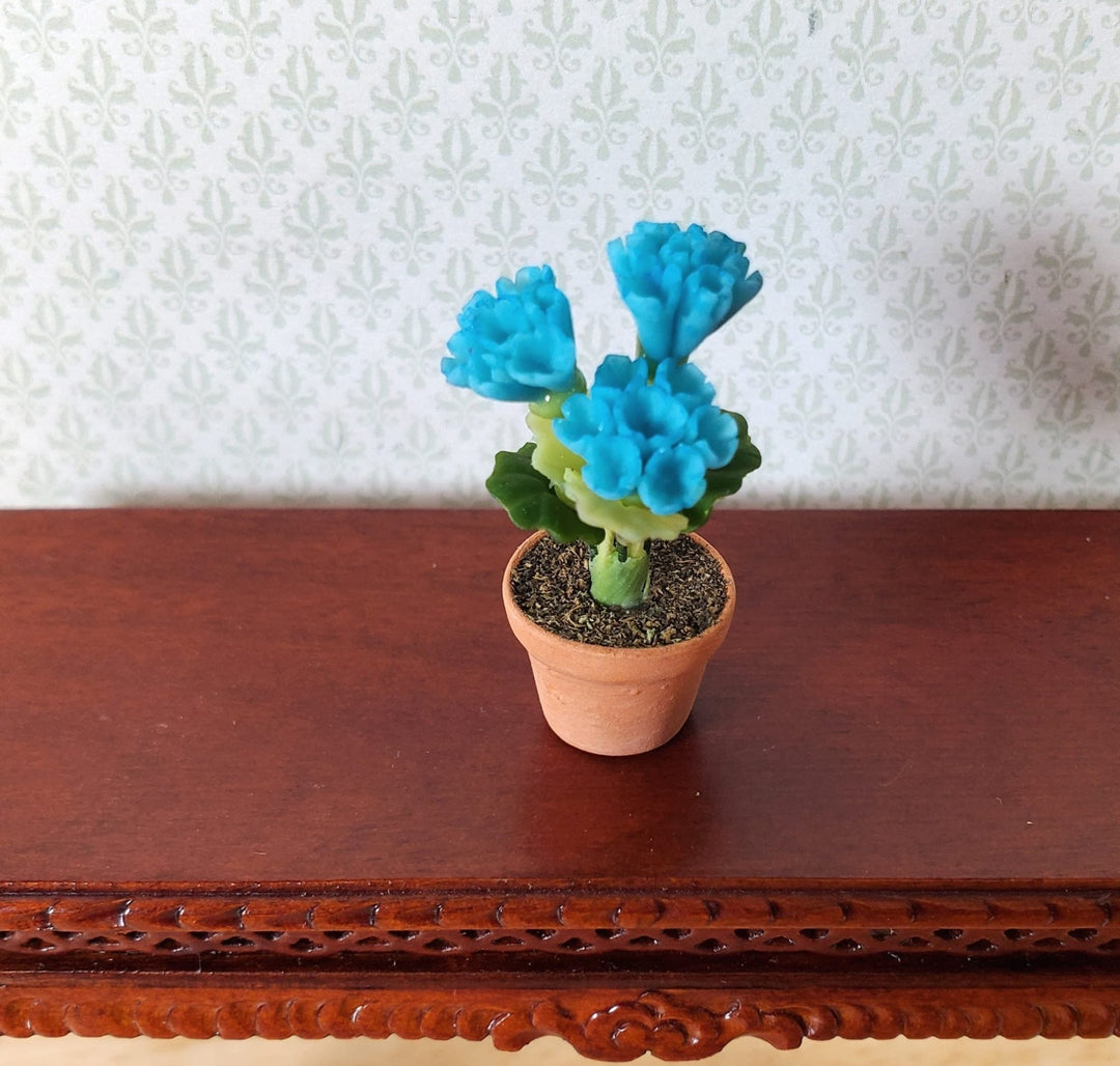 Dollhouse Blue Phlox Potted in a Terra Cotta Pot 1:12 Scale Miniature Plant - MiniatureCrush