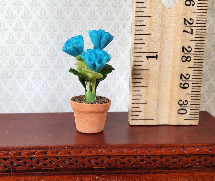 Dollhouse Blue Phlox Potted in a Terra Cotta Pot 1:12 Scale Miniature Plant - MiniatureCrush